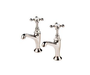 Barber Wilsons Pillar Kitchen Sink Taps With Raised Nozzle Pair - 106 Finish: Polished Brass, Tap Head Style: Metal Lever Ceramic Disc (1/4 turn), Shi