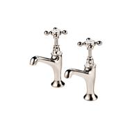 Barber Wilsons Pillar Kitchen Sink Taps With Raised Nozzle Pair - 106 Finish: Weathered Bronze, Shield Under Tap Head: No Shield - 1890s, Tap Head Sty