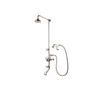 Barber Wilsons Thermostatic Dual Control Shower & Bath Filler Tap With Shower Arm & Rose - R5702CUBA Finish: Satin Nickel, Shield Under Tap He