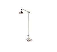 Barber Wilsons Thermostatic Shower With Fixed Overhead Shower Head - 5700 Finish: Chrome, Shower Rose: 12 Inch Diameter, Tap Head Style: Crosshead Tra