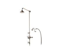 Barber Wilsons Thermostatic Shower With Fixed Overhead Shower Head Finish: Satin Nickel, Shower Rose: 10 Inch Diameter, Tap Head Style: Crosshead Trad
