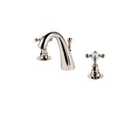 Barber Wilsons Three Hole Basin Mixer With C Spout & Pop-Up Waste - 6459 Finish: Weathered Bronze, Shield Under Tap Head: No Shield - 1890s, Tap H