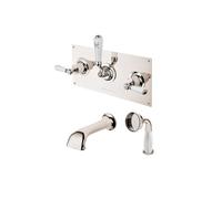 Barber Wilsons TT3452 Concealed 5 Hole Bath & Shower Mixer, Handspray Finish: Polished Brass, Tap Head Style: China Lever