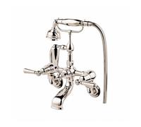 Barber Wilsons Wall Mounted Bath Shower Mixer Tap With Hand Shower & Cradle - 4308 Finish: Chrome, Tap Head Style: Traditional 1890's Ceramic