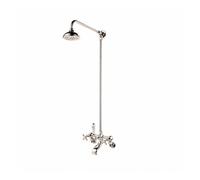 Barber Wilsons Wall Mounted Bath Shower Mixer With Fixed Shower Head - 4302 Finish: Polished Brass, Shower Rose: 12 Inch Diameter, Tap Head Style: Met