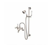 Barber Wilsons Wall Mounted Bath Shower Mixer With Slider Rail - 4306 Finish: Chrome, Tap Head Style: China Lever Ceramic Disc (1/4 turn), Shield Unde
