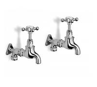 Barber Wilsons Wall Mounted Kitchen Bib Taps With Exposed Fittings - 260/TT282 Finish: Polished Brass, Tap Head Style: Metal Lever Ceramic Disc (1/4 t