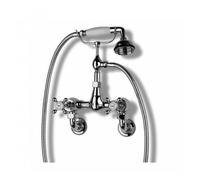Barber Wilsons Wall Mounted Manual Shower With Hand Shower & Cradle - 6000 Finish: Chrome, Tap Head Style: Crosshead Ceramic Disc (1/4 turn), Shie