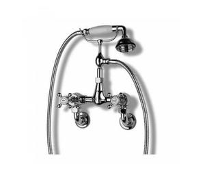 Barber Wilsons Wall Mounted Manual Shower With Hand Shower & Cradle - 6000 Finish: Chrome, Tap Head Style: Crosshead Traditional Washer (full turn