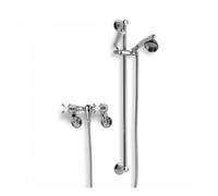 Barber Wilsons Wall Mounted Manual Shower With Slide Rail & Hand Shower - 6001 Finish: Weathered Bronze, Shield Under Tap Head: With Shield - 1900