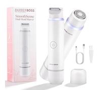BarberBoss 2-in-1 Electric Shaver for Women, Dual-Head Face & Body Shaver, Smart Precision Light, Compact Lady Bikini Trimmer & Facial Hair Remover Kit, QR-8201, White