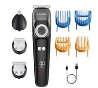Barberboss 3-in-1 Beard & Hair Trimmer for Men, Cordless Grooming Kit with Nose/Ear Trimmer, Adjustable Dial, Ceramic Blades, Waterproof & USB Charging, Men’s Grooming Kit