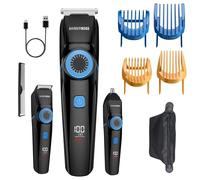 BarberBoss 3-in-1 Beard Trimmer, Hair Clipper & Nose Trimmer for Men, Waterproof Grooming Kit with Precision Blades, Adjustable Trim Lengths, USB Rechargeable, LED Display, Travel Case