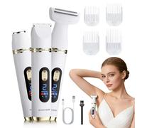 BarberBoss 3-in-1 Electric Shaver for Women, Body, Bikini & Facial Trimmer with LED Display, Dual-Speed Control, Portable Lady Trimmer, 4 Guide Combs, SmoothCare Women’s Shaver, QR-8031