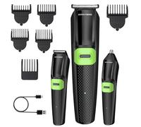 BarberBoss 3-in-1 Grooming Kit for Men, Beard Trimmer, Hair Clipper & Nose Hair Trimmer, Precision Blades, 6 Combs, USB Rechargeable, LED Indicator & Travel-Ready Design