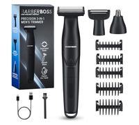 BarberBoss 3-in-1 Men’s Precision Trimmer, Beard and Hair Grooming Kit for Men, Body Groomer, Nose & Ear Trimmer, Rechargeable Cordless Shaver with USB Charging, 3-in-1 Men’s Shaver, QR-2301 (Black)