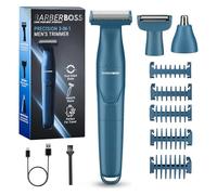 BarberBoss 3-in-1 Men’s Precision Trimmer, Beard and Hair Grooming Kit for Men, Body Groomer, Nose & Ear Trimmer, Rechargeable Cordless Shaver with USB Charging, 3-in-1 Men’s Shaver (Blue)