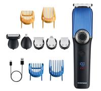 BarberBoss 5-in-1 Hair Clippers for Men, Beard, Hair, Nose, Body & Ear Groomer, 39 Trim Lengths, Precision Dial, LED Display, USB-C Charging, Men’s Beard Trimmer, Waterproof Grooming Kit