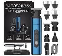 BarberBoss All-in-one Men’s Grooming Kit, Beard, Hair & Body Trimmer with Nose & Ear Trimmer and Foil Shaver, Cordless USB Rechargeable Groomer for Men with LED Display & 3 Speeds