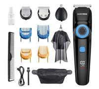 BarberBoss Beard & Hair Trimmer - Men's Grooming Kit, Waterproof, Cordless, Nose Trimmer, 3-in-1