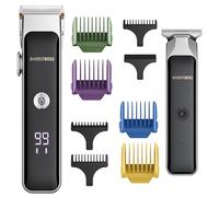 Barberboss Beard Trimmer Kit for Men, 2 Cordless Hair Clippers with Precision Dial, Men’s Facial Clippers, LED Indicator & USB Charging, Portable Grooming Set