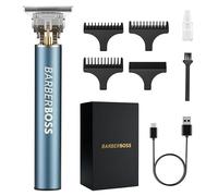Barberboss Beard Trimmer Men, Cordless Hair Clippers Men: Men's Haircut Clippers, Precision Hair Groomer, Men's Detail Trimmer, QR-2078 (Metal Blue)