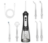 BarberBoss Cordless Dental Water Flosser, 5 Cleaning Modes, 6 Jet Nozzles, LED Display, Rechargeable Oral Irrigator, IPX7 Waterproof, Water Flosser