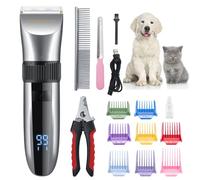 BarberBoss Cordless Dog Grooming Clipper - Waterproof, Ceramic Blades, LED Display, Fast Charging, Electric Pet Clippers for Dogs & Cats, Pets Hair Trimmer, QR-9082