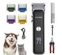 BarberBoss Cordless Pet Grooming Kit for Dogs & Cats, Quiet Hair Clippers for Thick & Matted Fur, Pet Trimmer with LED Display, Complete Home Grooming Set for Pets