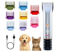 BarberBoss Dog Grooming Clippers, Cordless Pet Trimmer with Nail Kit, Quiet Groomer for Dogs & Cats with 8 Guide Combs, LED Display, 2-Speed Ceramic Blade Clippers, USB Rechargeable for Home Grooming