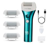 BarberBoss Electric Foot File, Hard Skin & Callus Removal Device, Rechargeable Pedicure Tool with 3 Roller Heads, Waterproof Design, Foot File for Feet