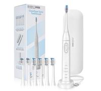 BarberBoss Electric Toothbrush, 5 Modes × 3 Intensities, Pressure Sensor, 2-Minute Timer, 6 Brush Heads (4 Standard, 2 Mini), Travel Case, USB Charging Toothbrush for Adults, QR-7301