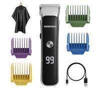 Barberboss Facial & Beard Groomer for Men, Compact Hair Clipper with Adjustable Dial, Dual Speeds, LED Display, Ceramic-Titanium Blade, Beard Trimmer with 4 Combs & USB Charging