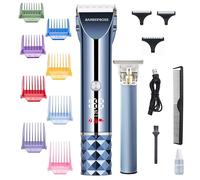 Barberboss Hair Clippers, Men's Beard & Hair Trimmer Set, Ceramic & Titanium T-Blade Trimmer, LED Display, 8 Color Comb Attachments, Cordless, USB Charge, QR-2681