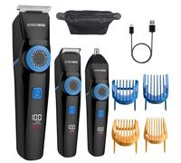 BarberBoss Men’s 3 in 1 Beard & Hair Trimmer Kit, Cordless Groomer with Nose & Ear Attachment, Adjustable Length Dial, Grooming Kit for Men