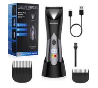 BarberBoss Men’s Body Groomer, Beard Trimmer, Wet/Dry Electric Shaver for Chest, Groin & Intimate Areas, Waterproof Design with Dual-Speed, Travel Lock & Charging Stand
