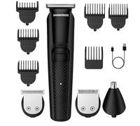 BarberBoss Men’s Cordless Trimmer Kit: Beard, Hair, Nose & Ear Groomer, 6 Guide Combs, USB Rechargeable, Ceramic-Titanium Blades, LED Charge Indicator, Waterproof Design, Men’s Clipper (Black)