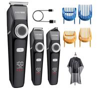 BarberBoss Men’s Detail Grooming Kit, 3-in-1 Cordless Hair & Beard Trimmer, Precision Dial, LED Display, Facial Care Kit for Men, Cordless Men’s Clipper