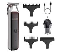 Barberboss Men’s Detail Trimmer, T-Blade Facial Groomer, USB Charging Clipper for Men, 3 Comb Guides, Compact Cordless Beard Clipper with LED Indicator