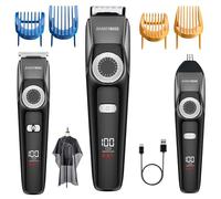 Barberboss Men’s Grooming Trimmer, Waterproof 3-in-1 Clipper, Hair, Beard & Nose Groomer with Adjustable Dial, LED Display, USB Charging Hair Kit for Men