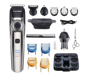 Barberboss Men’s Hair Clipper, Cordless Beard Trimmer for Men, Waterproof Grooming Kit with Ear & Nose Trimmer, Ideal Groomer for Beard, Moustache, Eyebrow, Nose, Ears, Head, Body Grooming