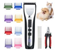 BarberBoss Pet Grooming Kit, Cordless Low-Noise Trimmer for Thick Coats, Matted Fur, Rechargeable Dog Grooming Clippers, Dog Paw Trimmer, Pet Grooming Set