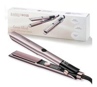 BarberBoss Precision Hair Straightener, Ceramic Flat Iron with Floating Plates, Negative Ion & Keratin Technology for All Hair Types, LED Heat Control, Fast Heat Styling Tool (QR-8412, Pink)