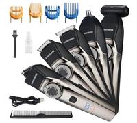 BarberBoss Professional Beard Trimmer Men, Hair Clipper,Waterproof Design, LED Display, Comb Attachments, Precision Dial,39 Cutting Lengths, Grooming Kit- Ear & Nose