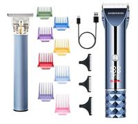 Barberboss Professional Men’s Hair Clipper Set, Cordless Beard & Hair Trimmer with LED Display, Turbo Mode, Titanium-Ceramic Blade & 8 Colour Guide Combs, USB Rechargeable Grooming Kit