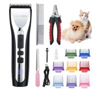 BarberBoss Professional QR-9086 Dog & Cat Clippers for Thick and Matted Fur, Low Noise, Cordless Trimmer Kit