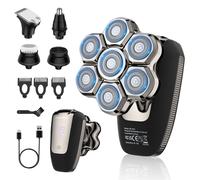 BarberBoss 7D Bald Head Shaver for Men - Magnetic Rotary Shaver, 5-in-1 Electric Groomer with LED Display, USB-C Charging, Beard & Nose Trimmer, All-in-One Facial Grooming Kit | QR-2025