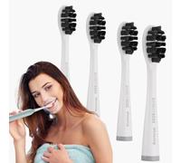 BarberBoss QR-7536 & QR-7537 Replacement Toothbrush Heads - Whitening Heads - Charcoal Infused Bristles for Deep Clean - Compatible with BarberBoss Electric Toothbrush (Pack of 4)
