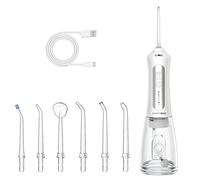 BarberBoss Rechargeable Water Flosser for Teeth & Gums, 5 Cleaning Modes, 5 Jet Tips, 300ml Tank, USB Cordless Oral Irrigator, IPX7 Waterproof & 360° Nozzle