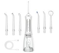 BarberBoss Rechargeable Water Flosser for Teeth & Gums, Cordless Oral Irrigator with 5 Cleaning Modes, 5 Jet Tips, 300ml Tank, IPX7 Waterproof, Electric Teeth Flosser
